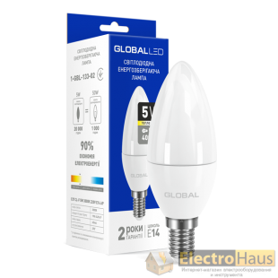 LED лампа GLOBAL C37 CL-F 5W теплый свет 220V E14 (1-GBL-133-02)